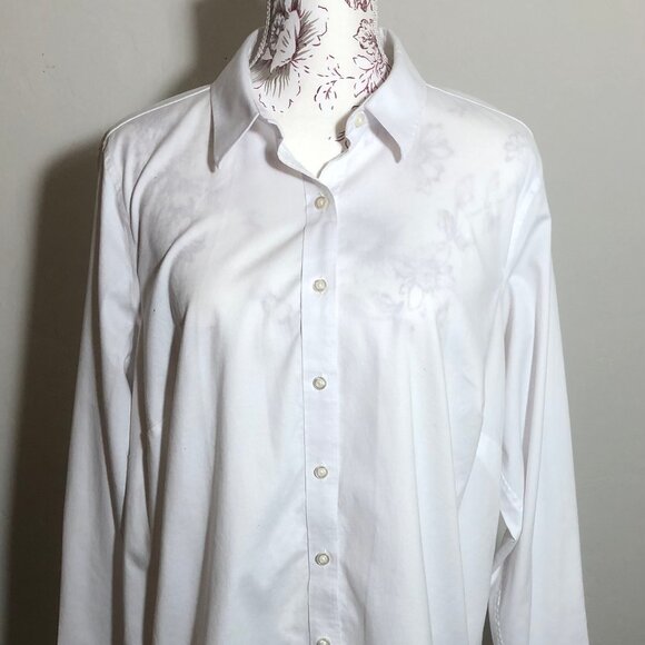 Lands’ End Outfitters White Button Down Shirt 18W Minimalist Classic Vintage Ins - Picture 3 of 12
